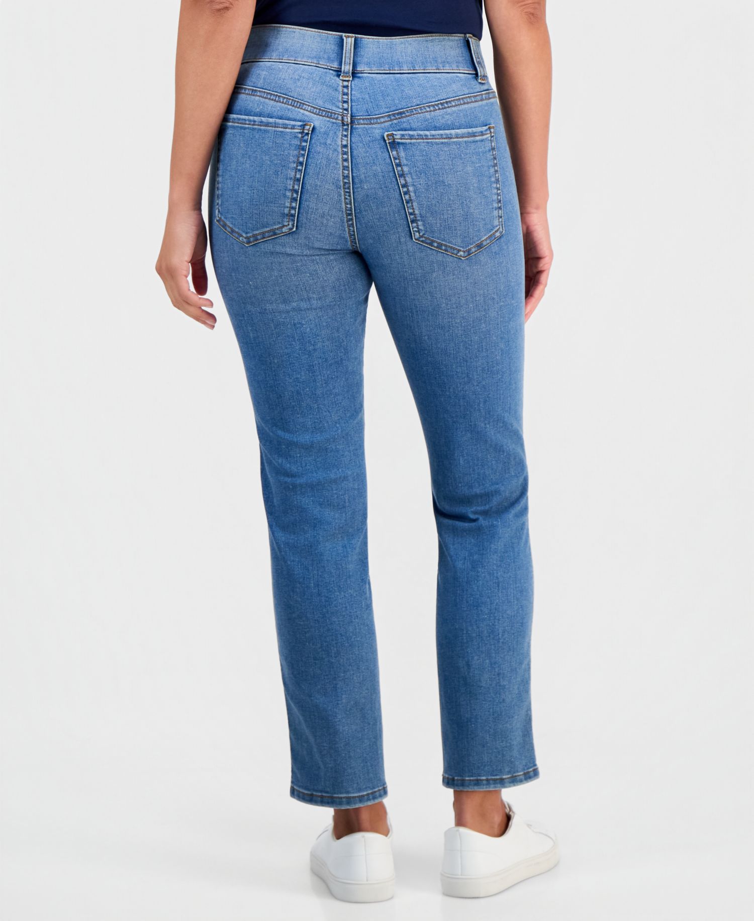 Petite High-Rise Straight-Leg Shaping Jeans