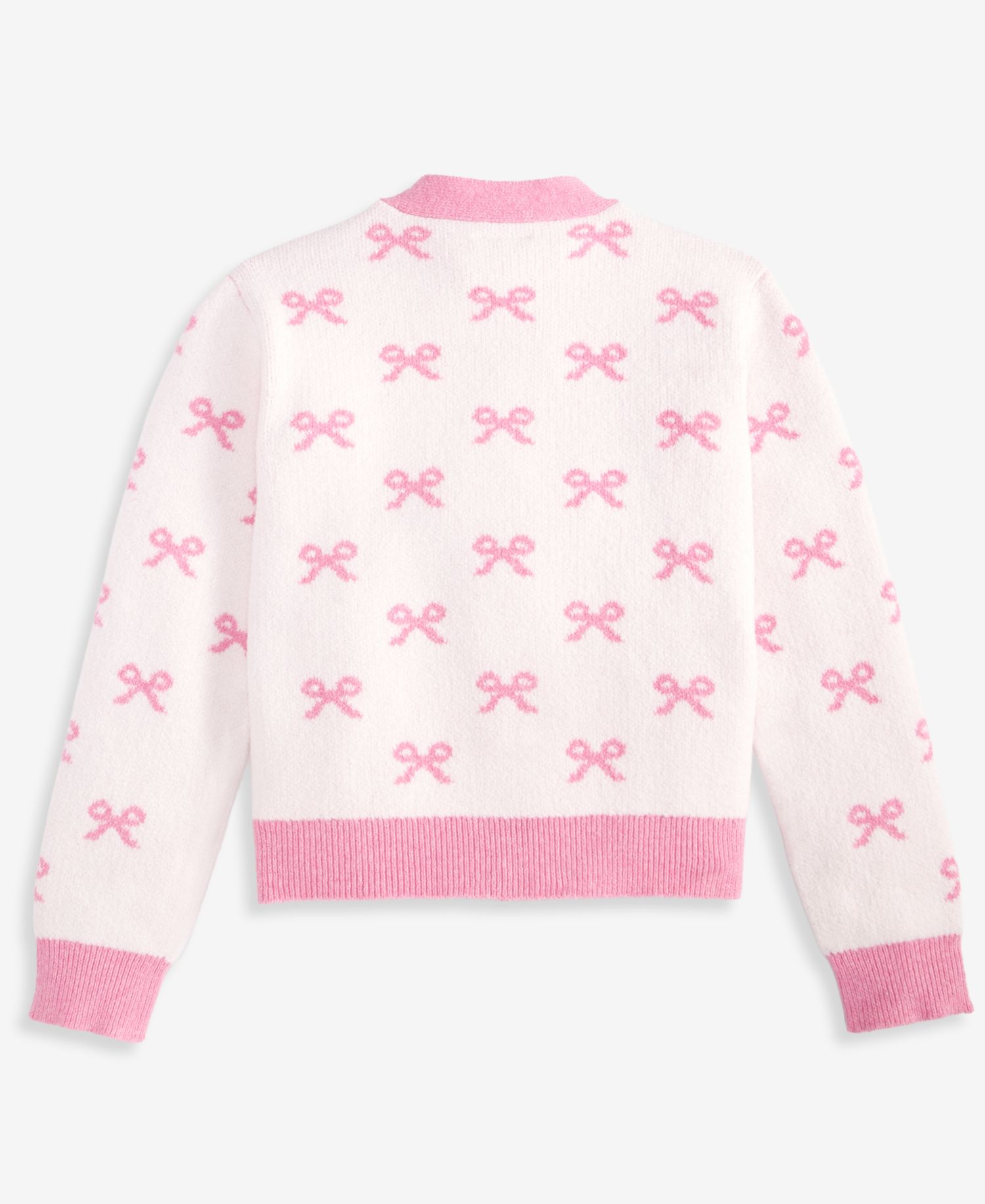 Girls' 5-20 Bow Pattern Long-Sleeve Cardigan