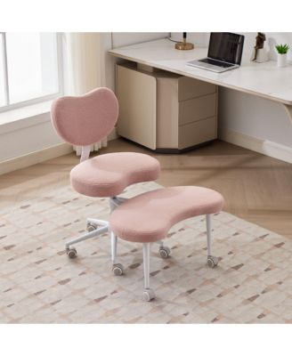 Cross Legged Chair with Wheels, Criss Cross Desk Chair with Lumbar Support and Adjustable Stool