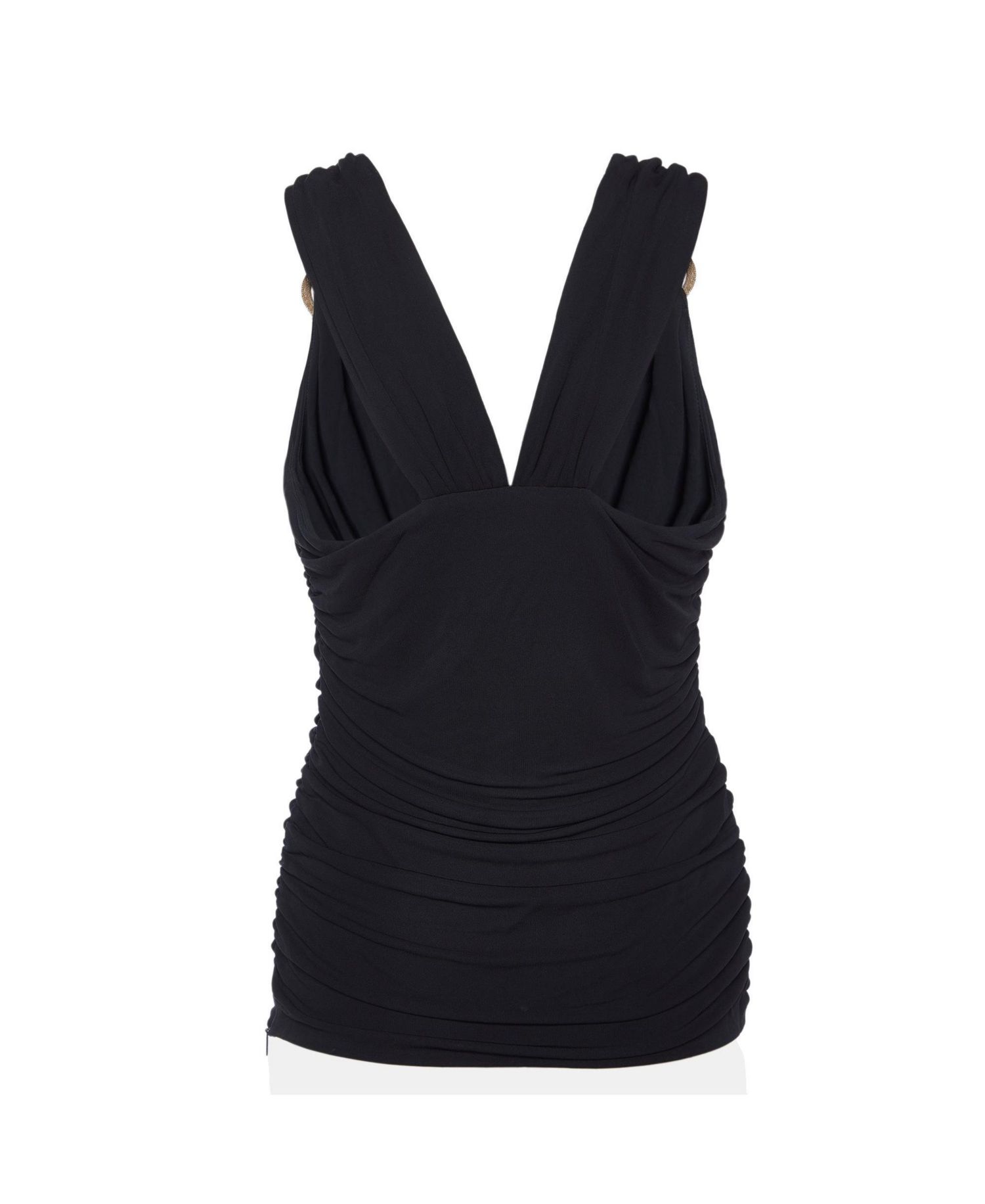 Women's Versace Ruched Crepe Sleeveless Top with Ring Detail