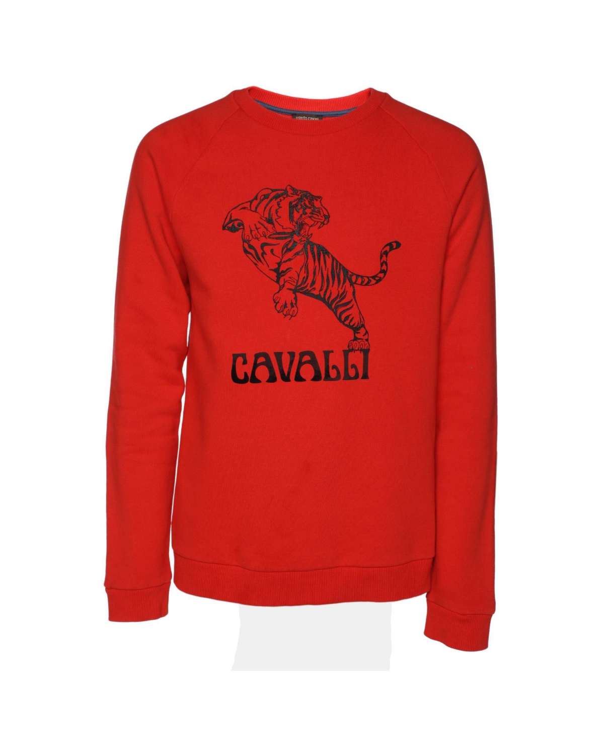 Pre-Owned Roberto Cavalli Men's ange Cotton Knit Blend Tiger Print Sweatshirt