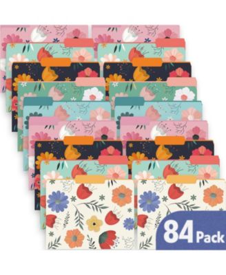 Decorative File Folders Floral Letter Size 84 Pack Tabbed Office School