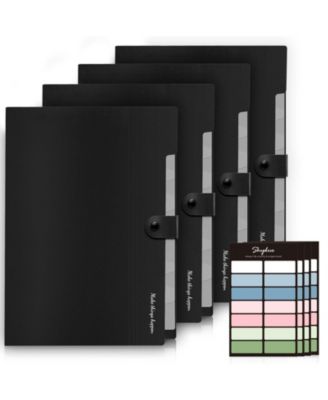 8 Pockets Accordion File Organizer Expanding Folders Portable Document A4 Letter Size Snap Closure Pack Of 4