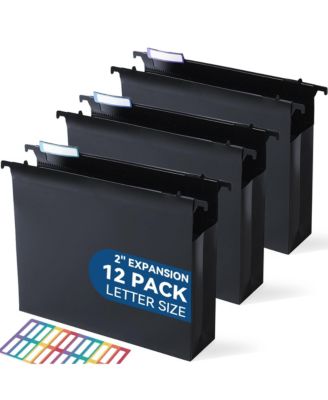Plastic Extra Capacity Hanging File Folders Expanding Pocket Heavy Duty Filing Cabinet Tabs Letter Size Pack