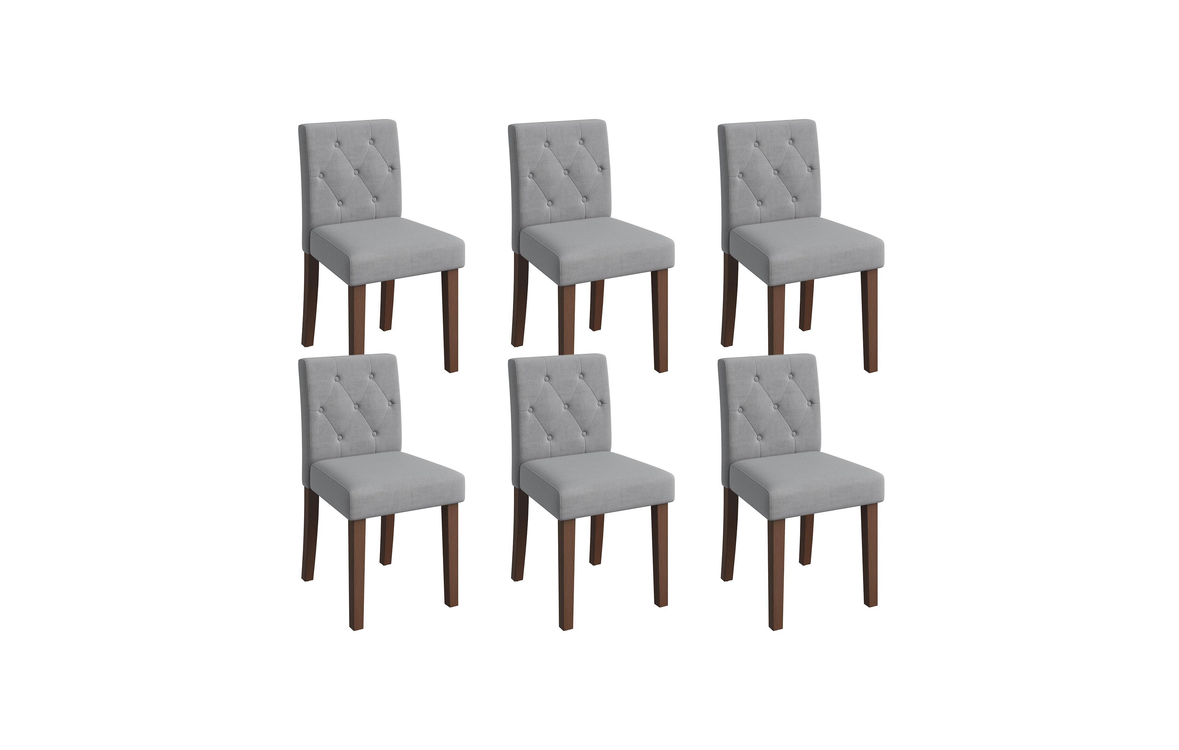 homfan Dining Chairs Set for 6, Cotton Linen Upholstered Chair with High Back and Wooden Legs, Kitchen/Living Room/Restaurant