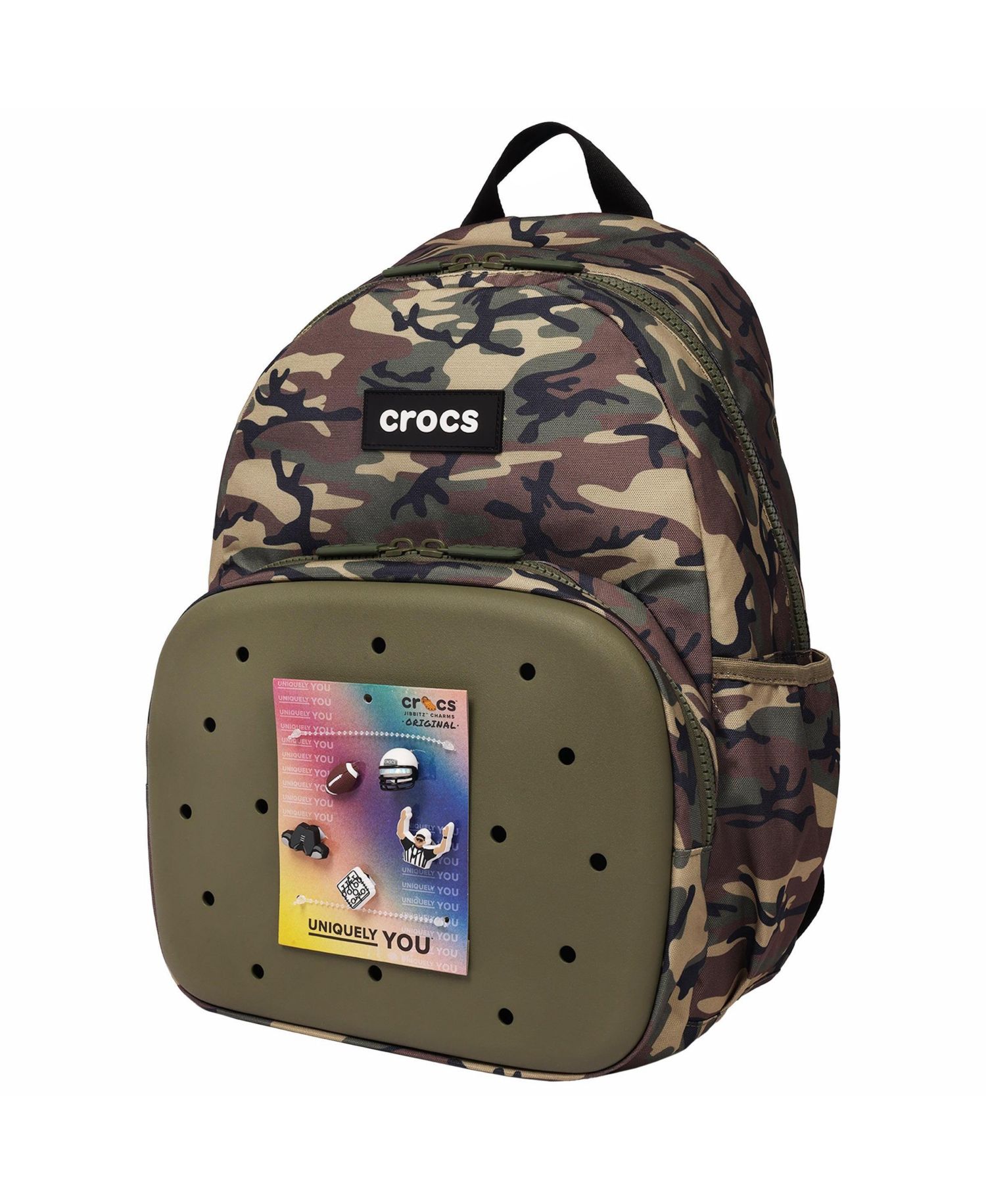 Camo Back to School Backpack with EVA Front Pocket Customizable Jibbitz Backpack
