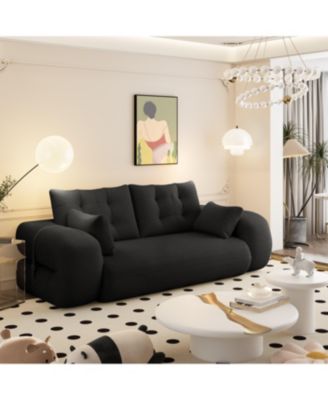 78.7" Folding Sleeper, 3-in-1 Convertible Sofa Bed - Teddy Velvet Floor Sofa