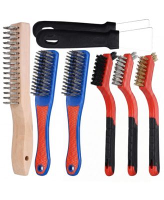 8Wire Brush Set Rust Removal Heavy Duty Scratch Brushes Stainless Steel Nylon Bristles Metal Scrapers