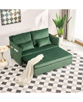 55 Inch 3-in-1 Convertible Sleeper Sofa, Pull-Out Couch Bed with USB Port and Side Pocket