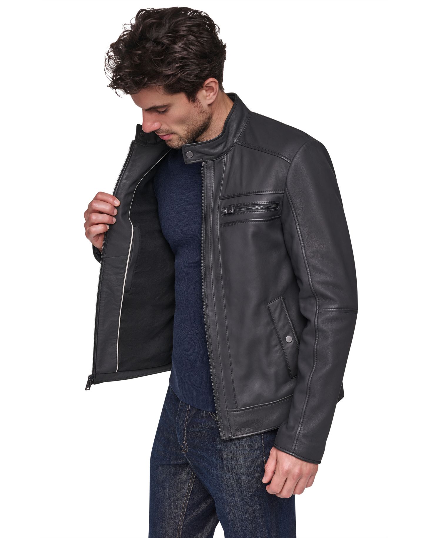 Men's Sueded Finish Zip Chest Jacket