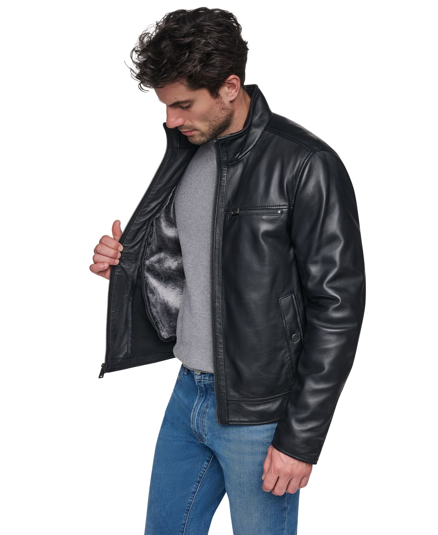 Men's Fur Lined Leather Jacket