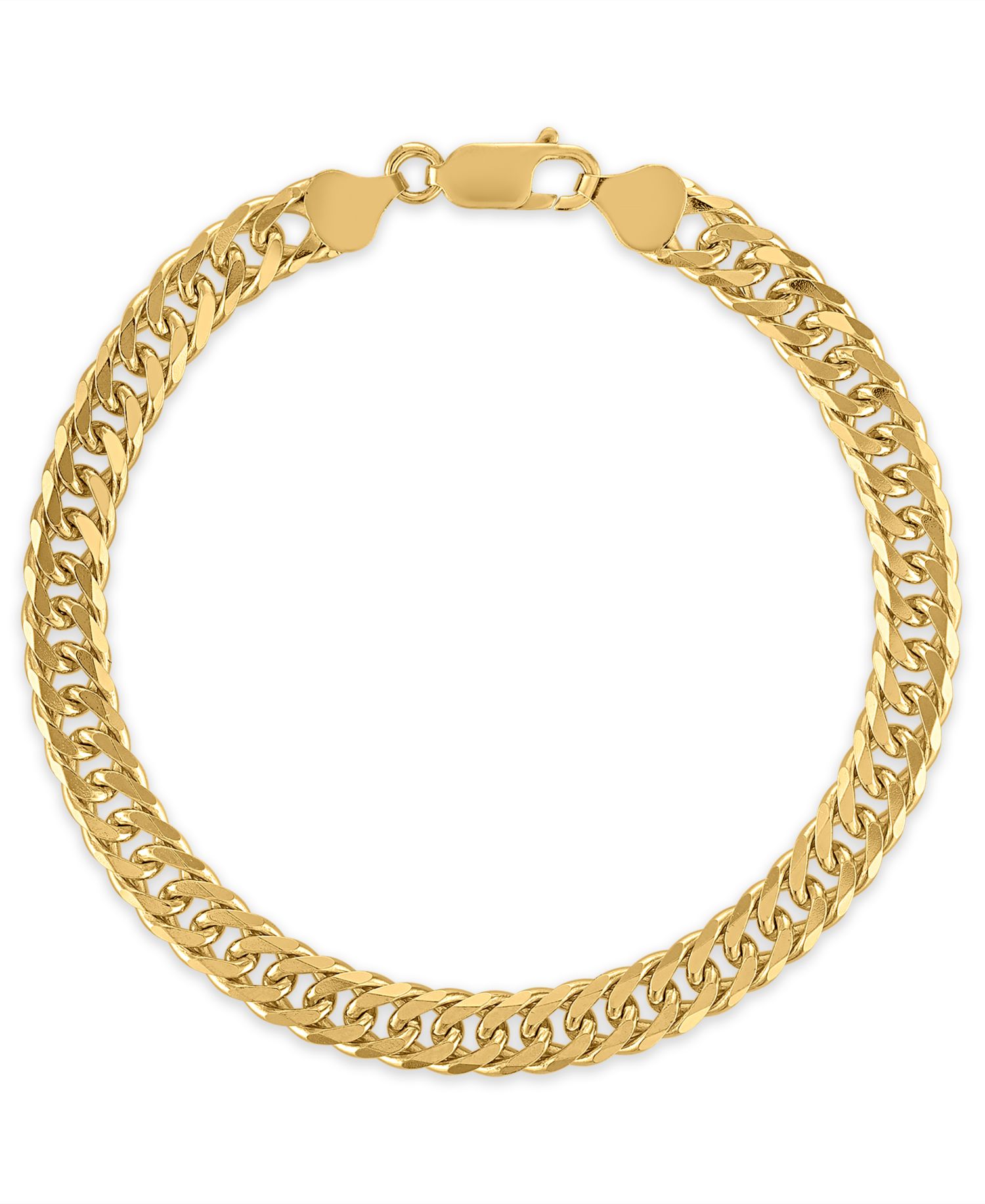 Men's Triple Bevel Curb Link 8.5" Bracelet in 14k Gold Over Sterling Silver