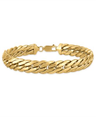 Men's Double Curb Link Chain 8.5" Bracelet in 14k Gold Over Sterling Silver