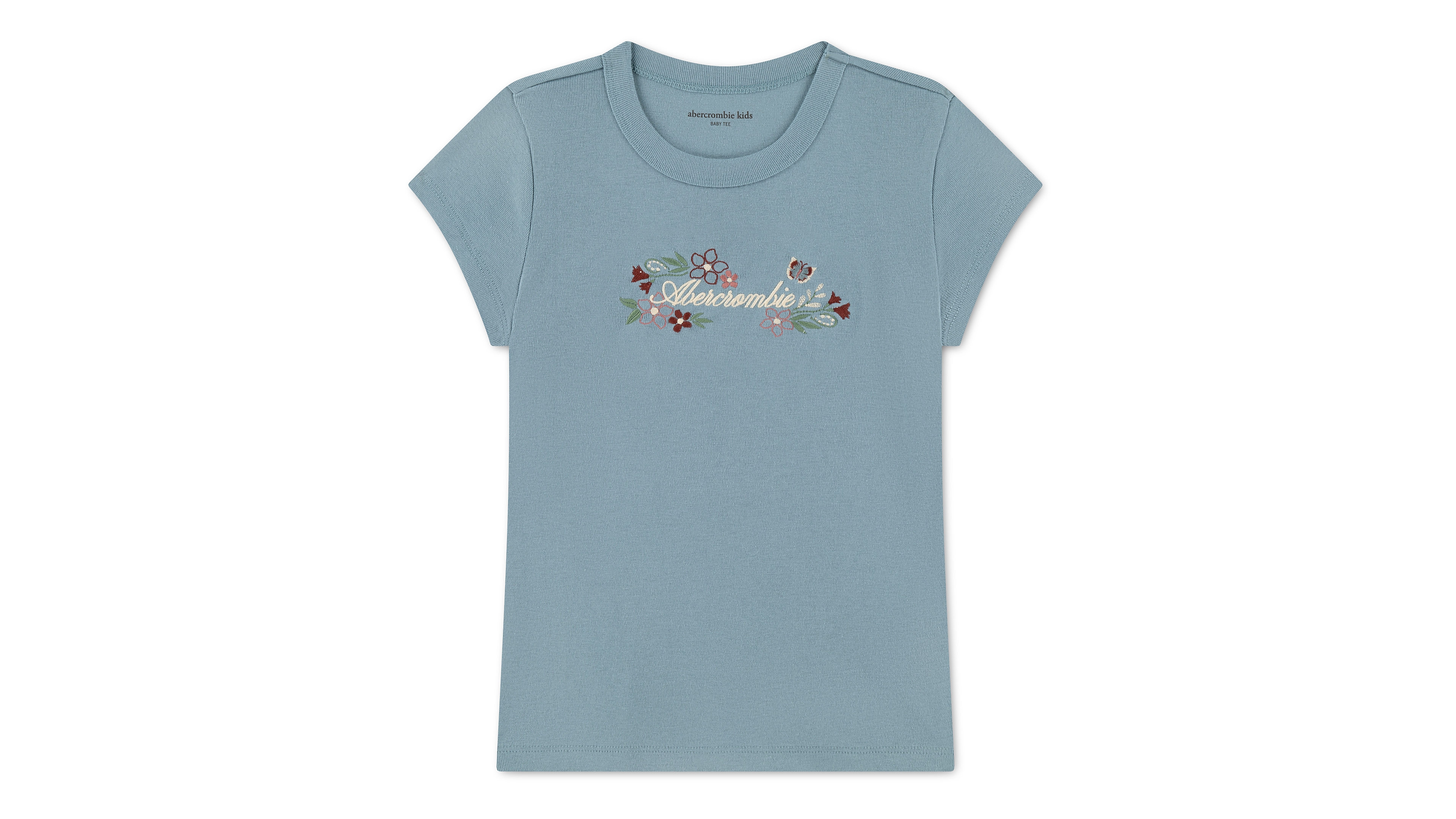 abercrombie Kids Girls' 5-16 Floral Logo Graphic Short-Sleeve T-Shirt