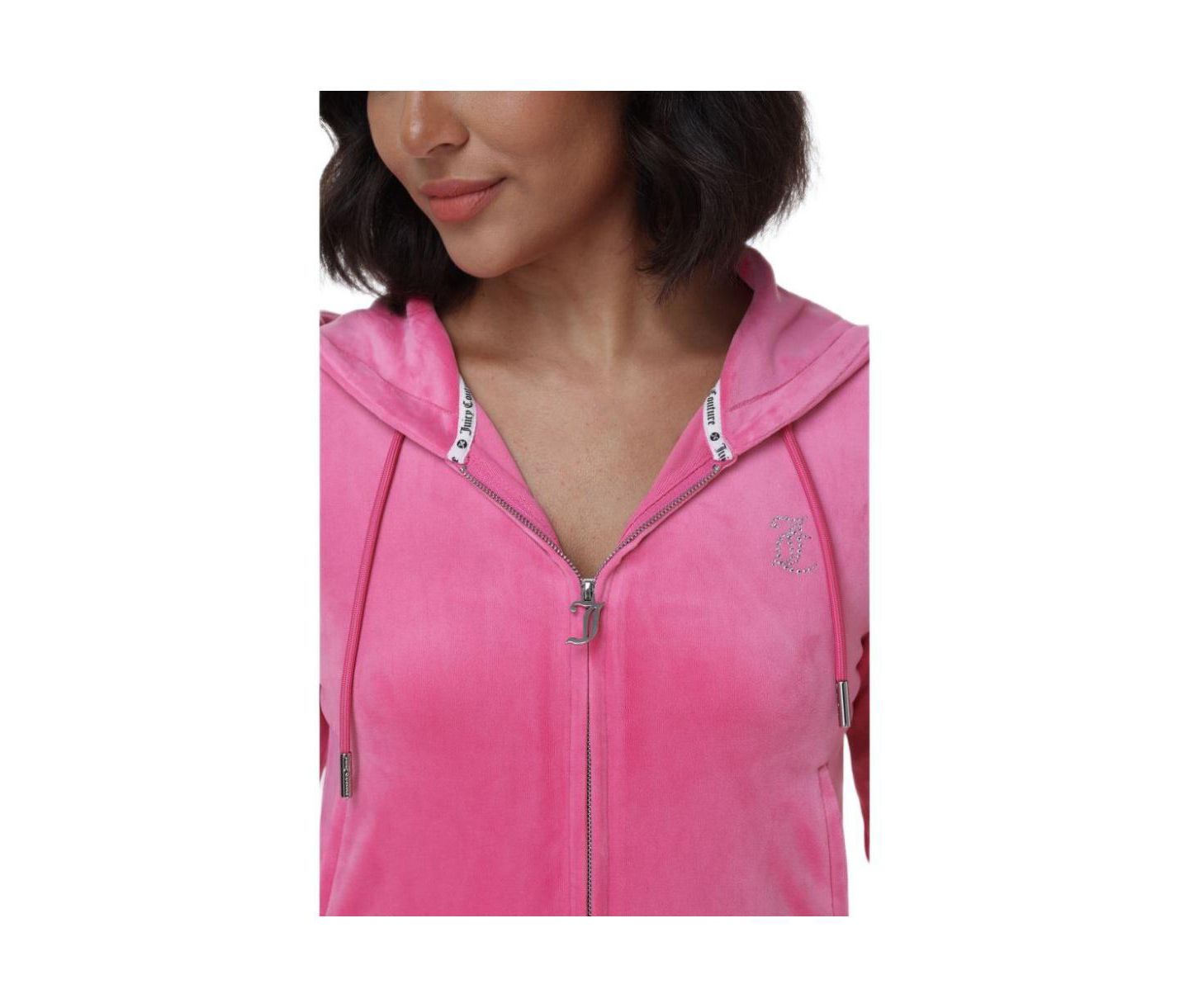 Женское худи Juicy Couture Luxe Velour Juicy With Double Bling, цвет: Нежно-розовый — фото 3