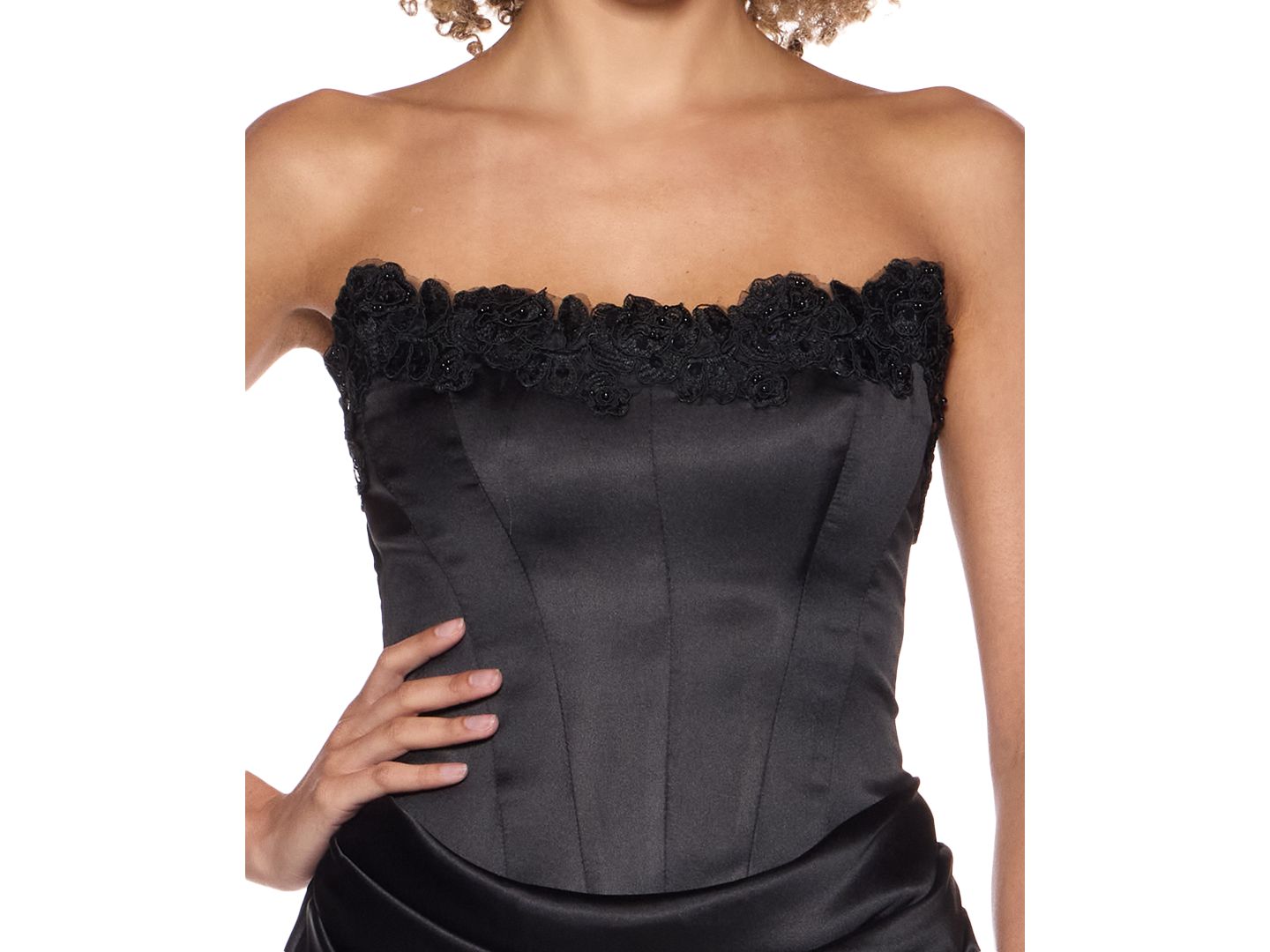 Женские платья Alex & Sophia Juniors' Strapless Satin Corset Gown, цвет: Чёрный — фото 3