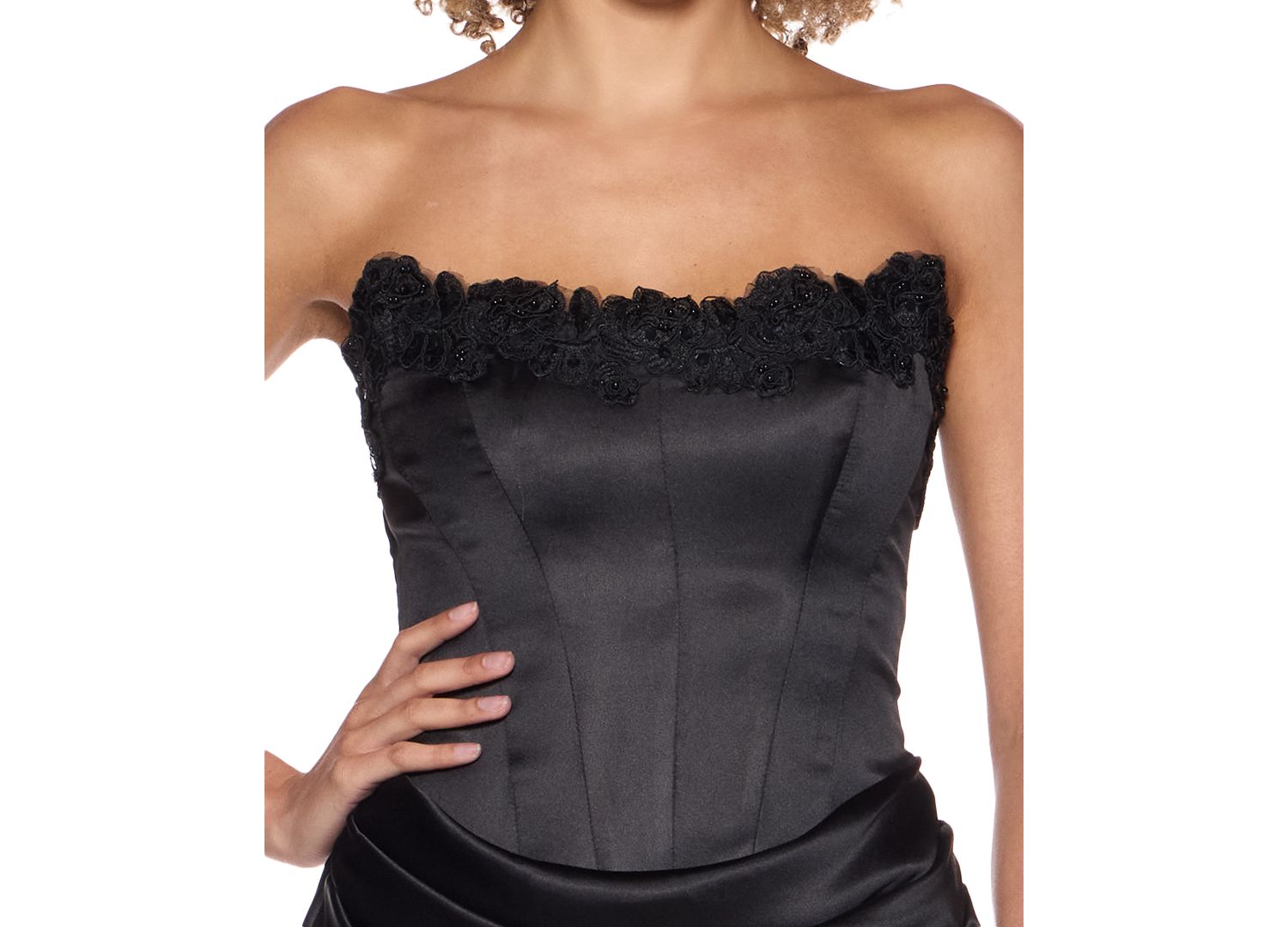 Juniors' Strapless Satin Corset Gown