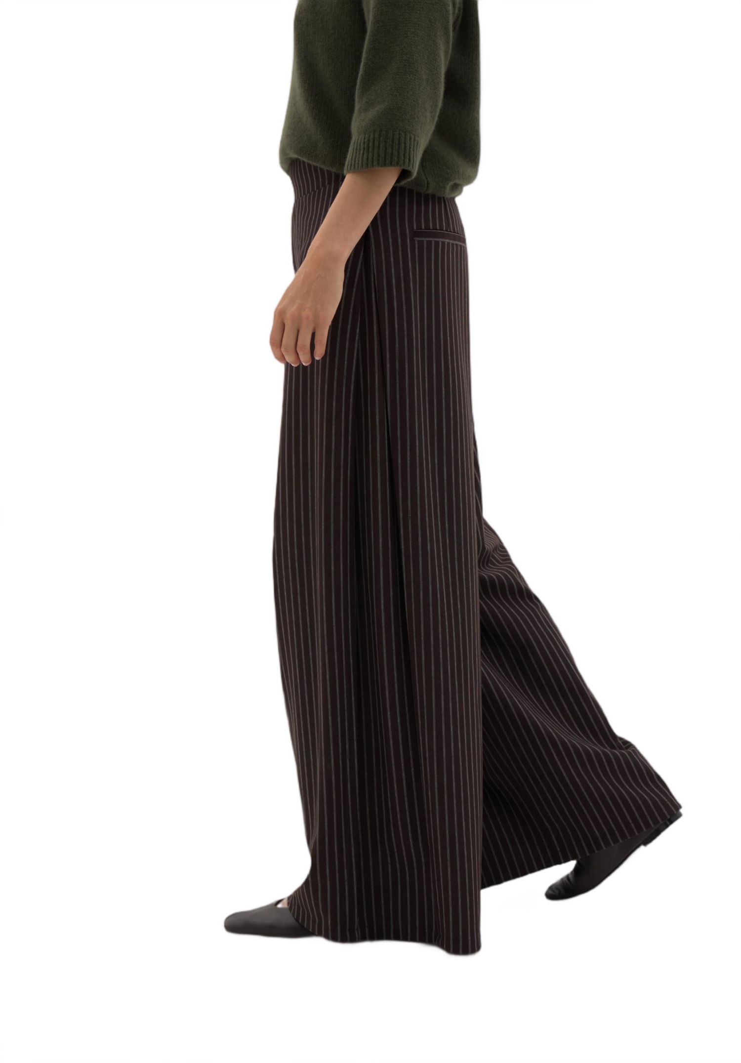 Women's Revyn Pinstripe Wide-Leg Pull-On Trousers