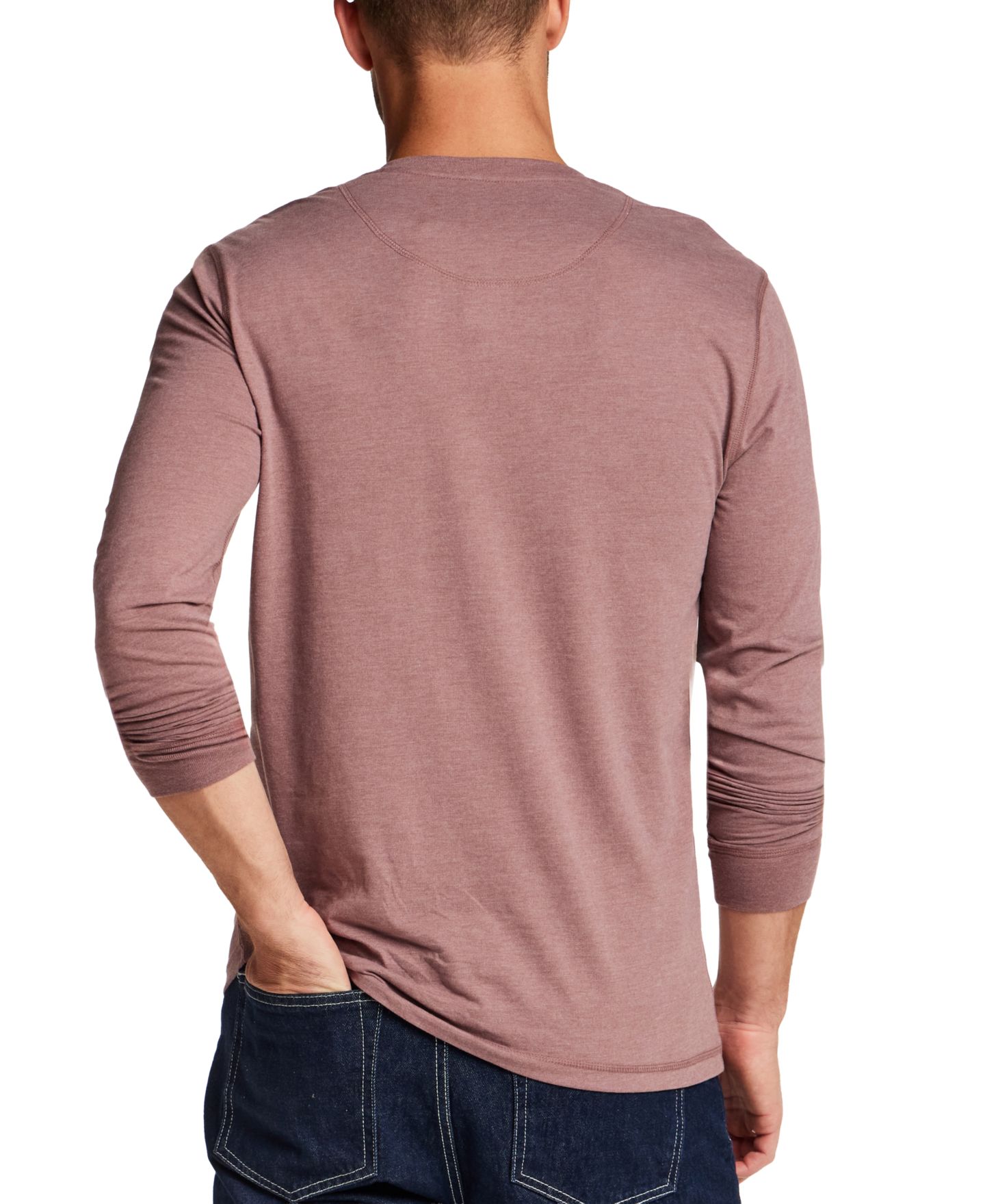 Мужская рубашка Weatherproof Vintage Long-Sleeve Henley, цвет: Розовый серо-коричневый меланжевый — фото 4
