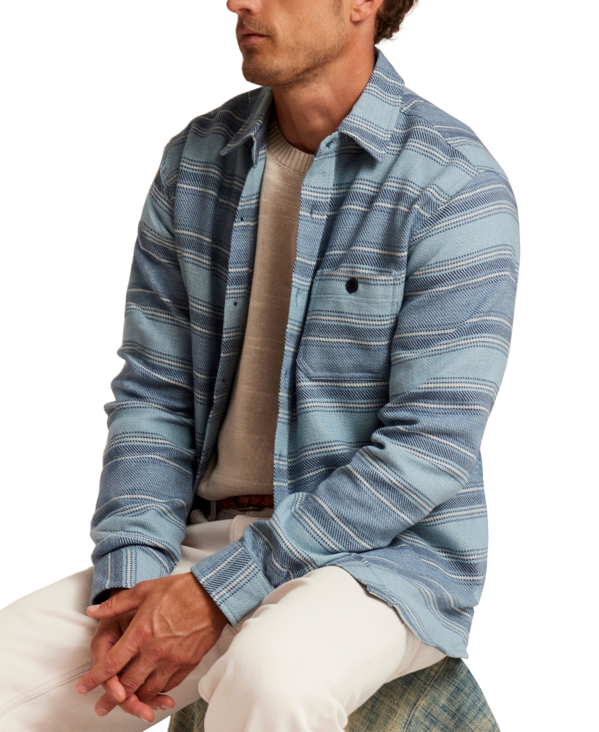 Weatherproof Vintage Men's Stripe Twill Flannel Overshirt Jacket