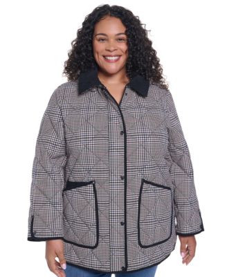Plus Size Quilted Hooded Corduroy Collar Coat