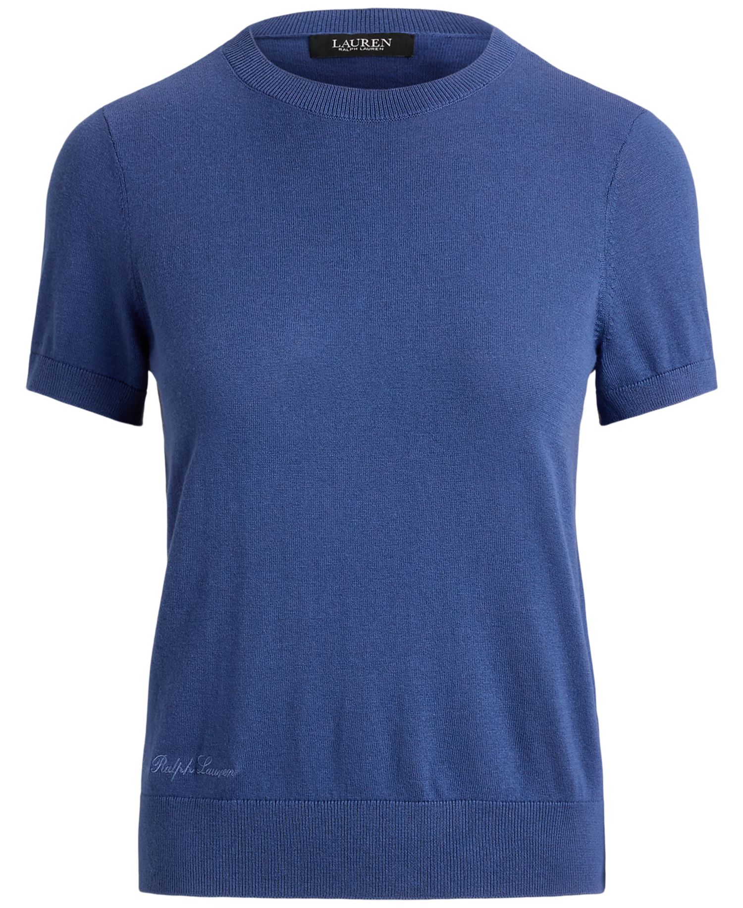Petite Cotton-Modal Blend Short-Sleeve Crewneck Pullover Sweater
