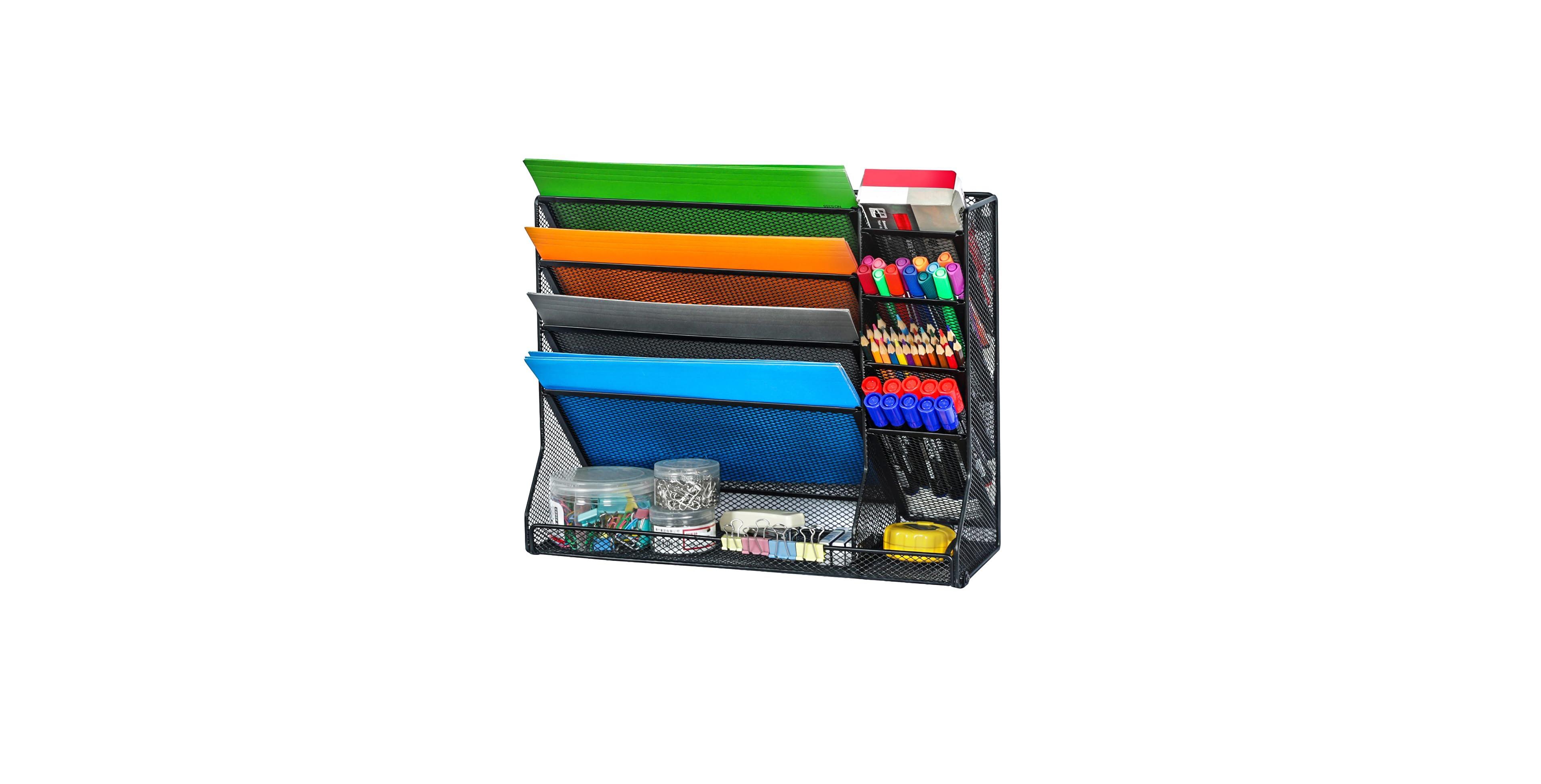Danrong Metal Wall Desk File Organizer Adjustable Detachable Dividers