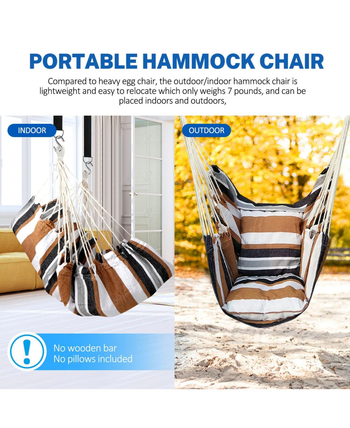 Piscifun Outdoor Indoor Hanging Hammock Chair Lightweight Comfortable Weight Capacity