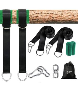 Tree Swing Hammock Straps Kit Heavy Duty Lock Carabiner Hooks Tree Protector Easy Installation Universal Hanging Straps