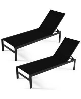 2 Piece Patio Chaise Lounge Adjustable Lounge Chair with 6-Position Backrest
