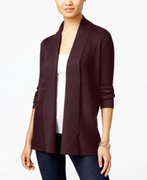Jm Collection Petite Open-Front Ribbed Cardigan, Only at 