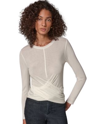 Women's Drape Front Long-Sleeve Top