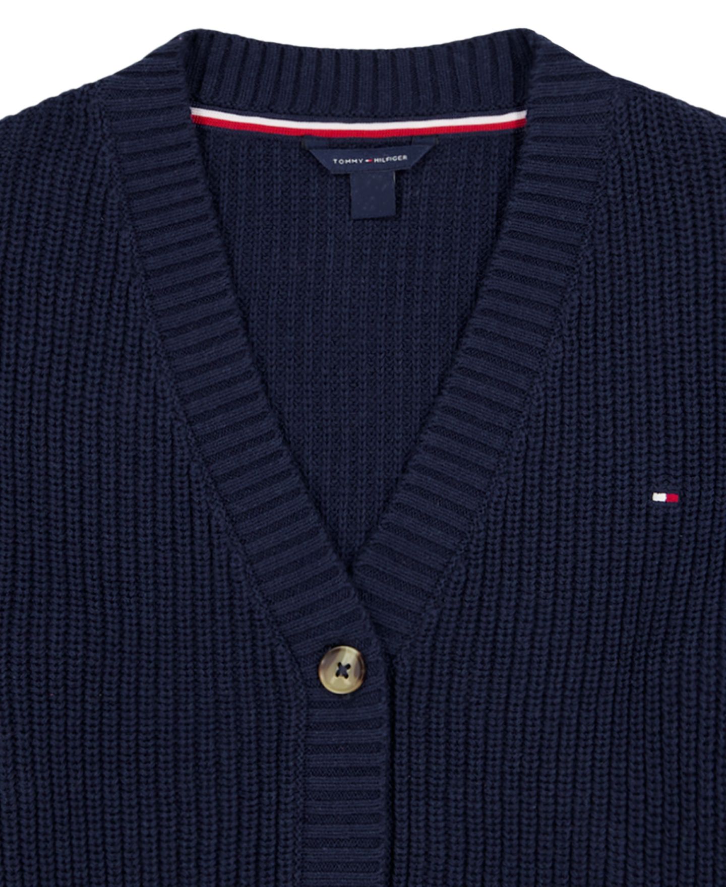 Кардиган Tommy Hilfiger Shaker Rib Cardigan Sweater для девочек, цвет: Натуральный — фото 6