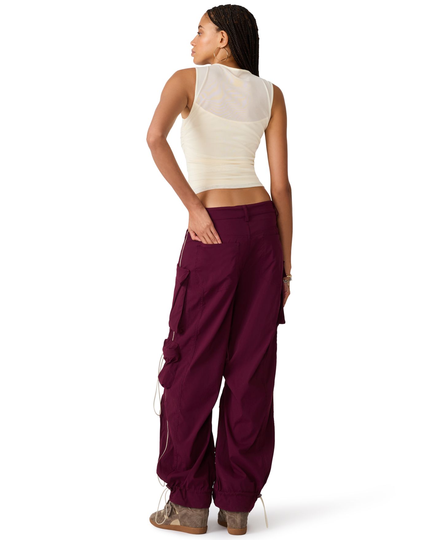 Женский топ Steve Madden Roman Knit Ruched Sheer Sleeveless, цвет: Состаренный кремовый — фото 5