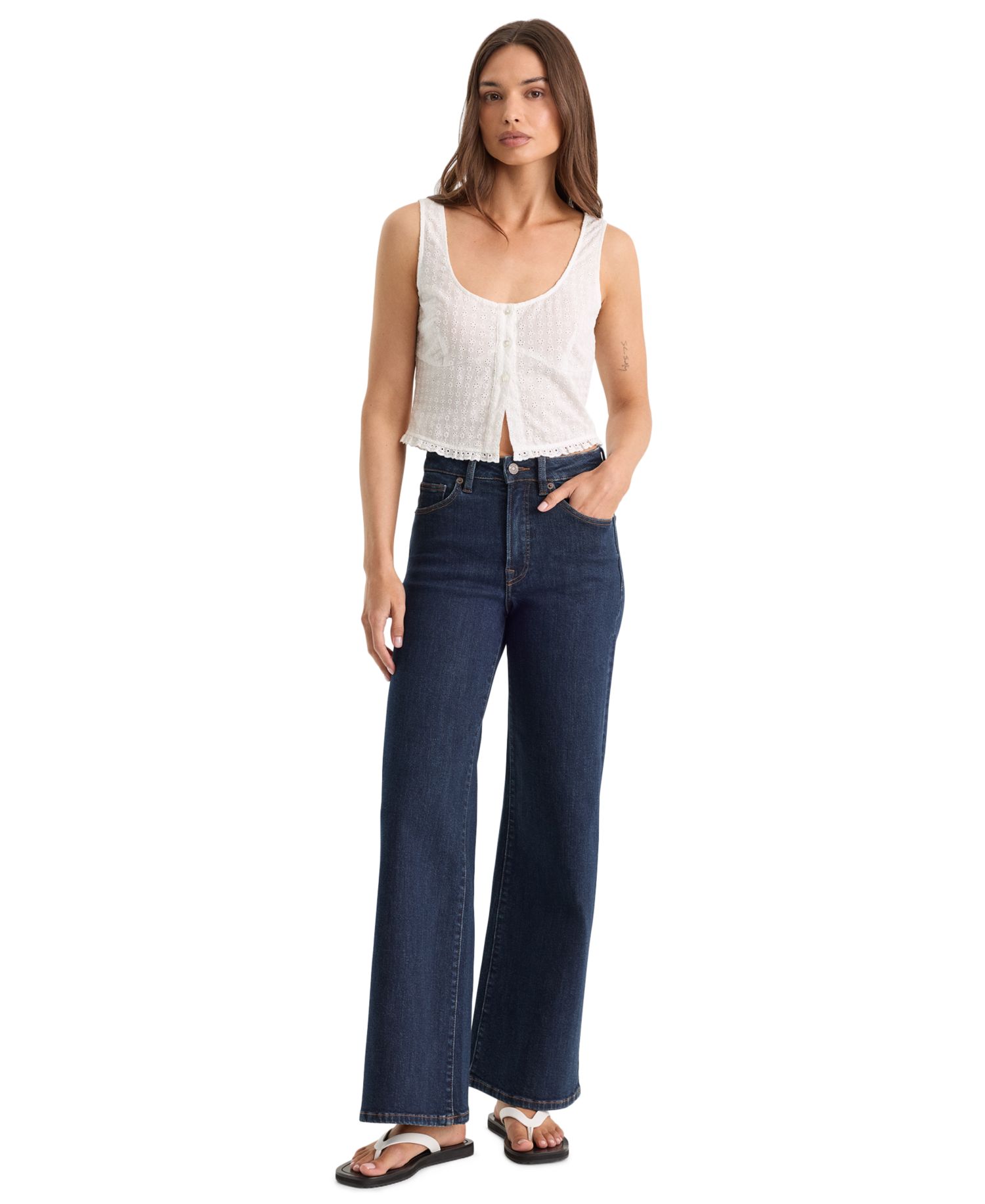 Women's Good Waist Palazzo Ankle High-Waisted Wide-Leg Jeans