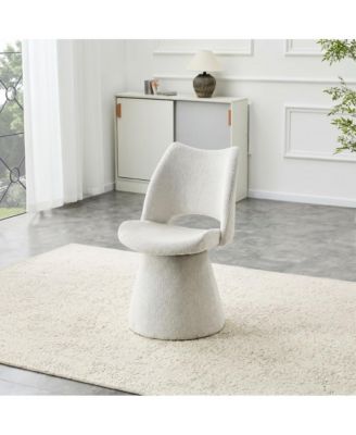 Swivel Accent Chair with Chenille Upholstery, Open Back Dining Chair for Vanity or Home Office, 360-Degree Swivel, Metal Base