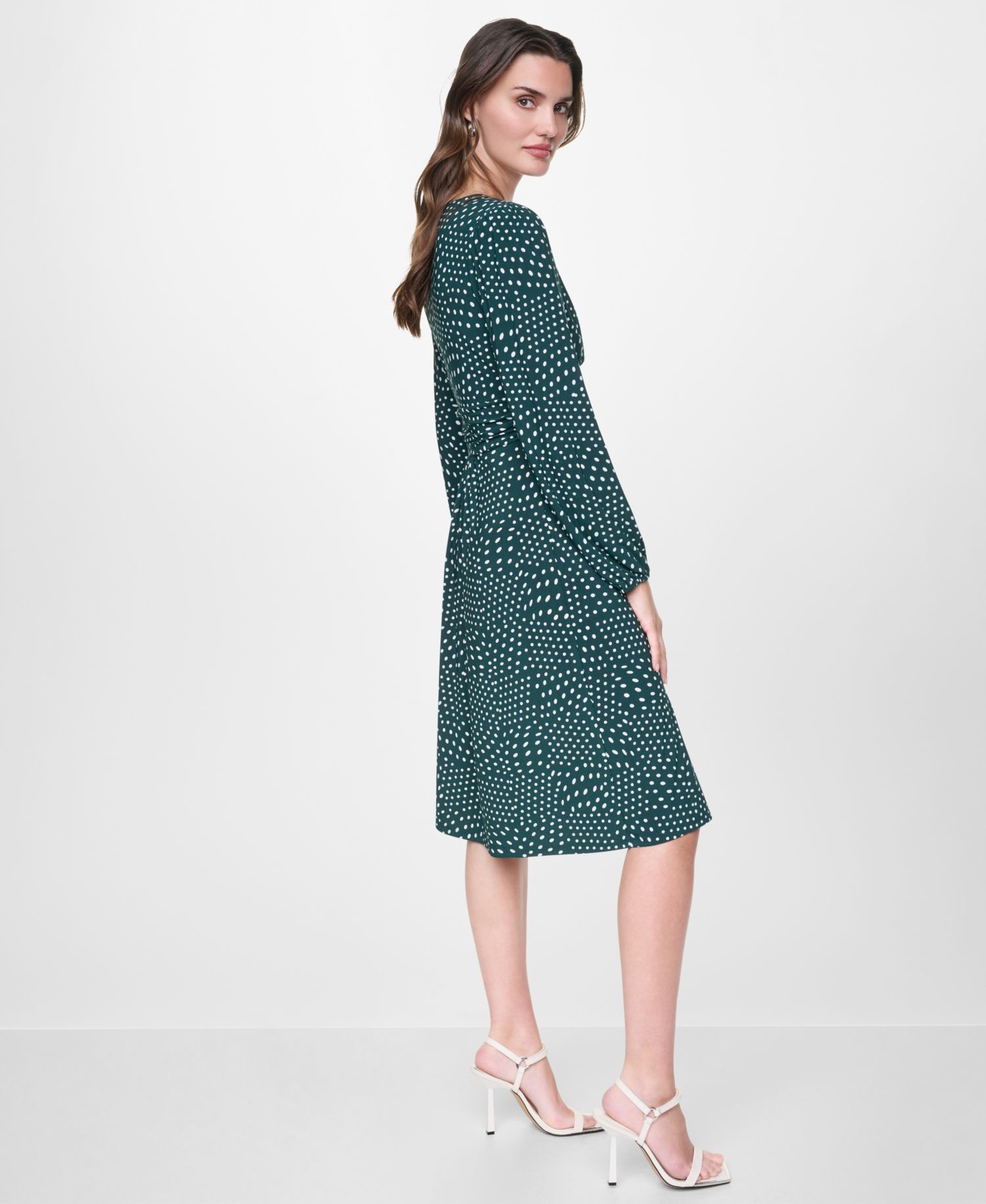 Women's Long-Sleeve Wrap Fit & Flare Dress