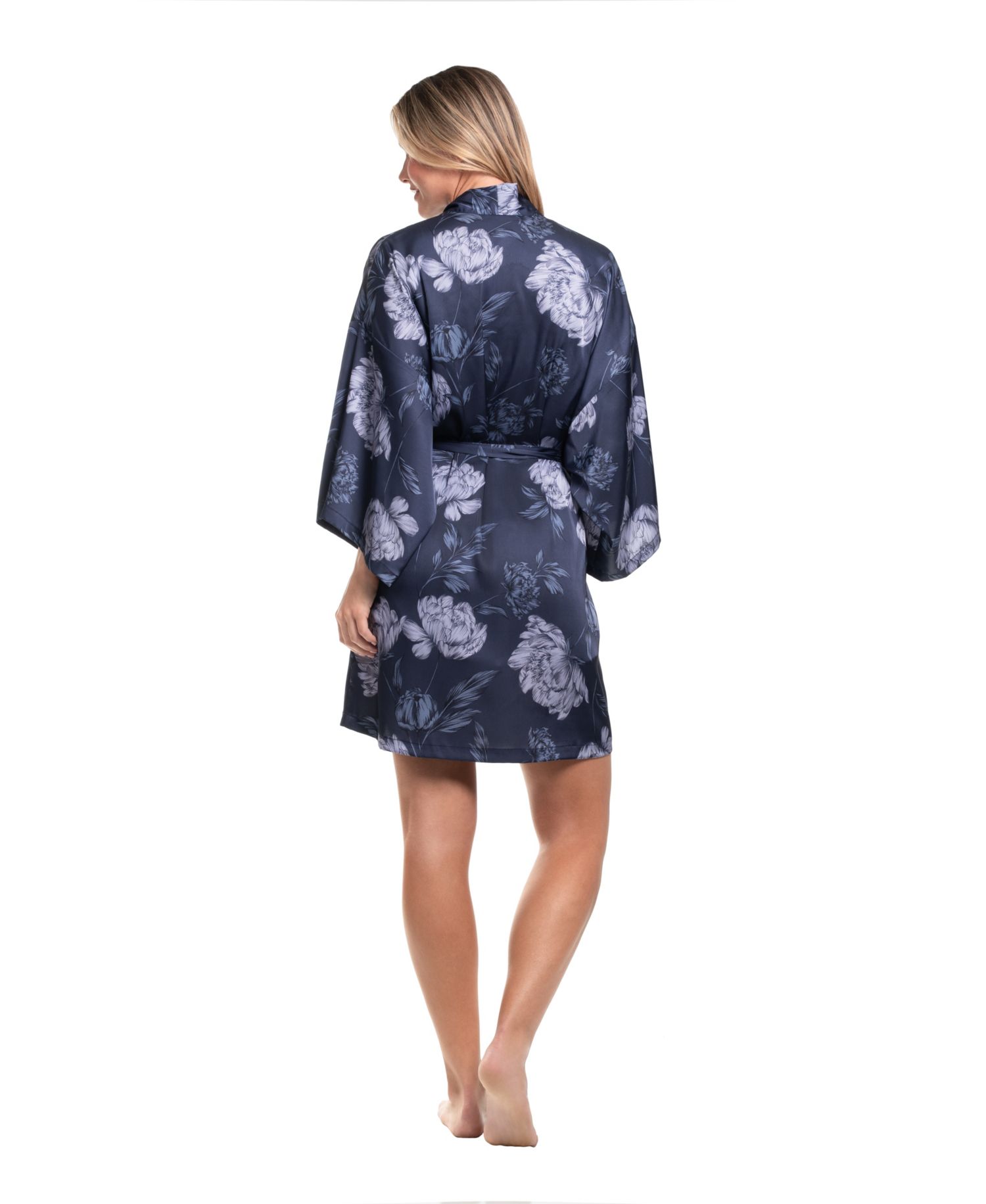 Women's Brighton Floral 3/4-Sleeve Satin Wrapper