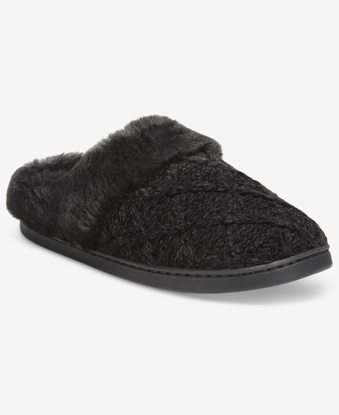 Женские тапочки Charter Club Faux Fur Lined Slipper, цвет: Чёрный — фото 2