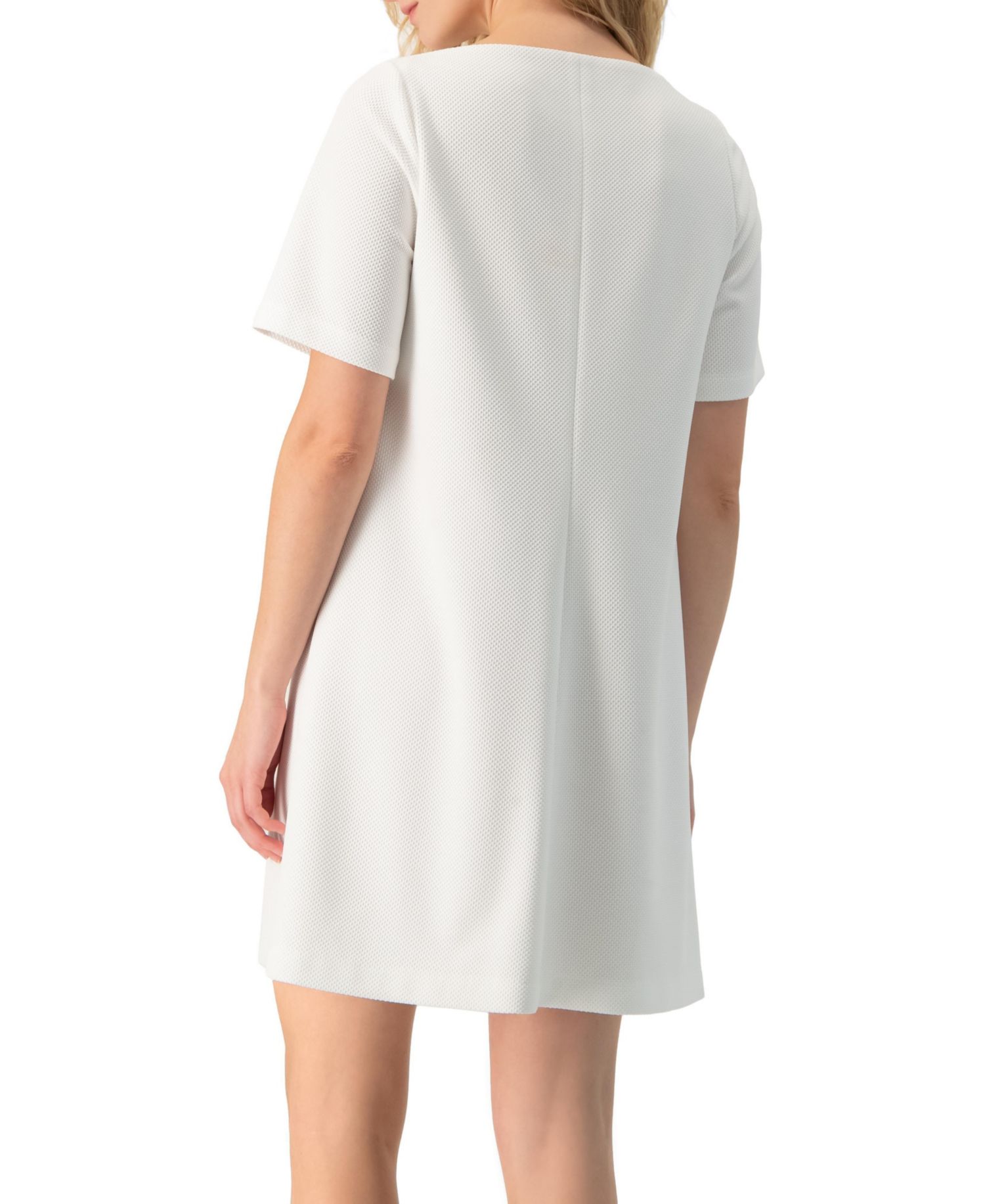Women's Clean Boat-Neck Short-Sleeve Shift Mini Dress