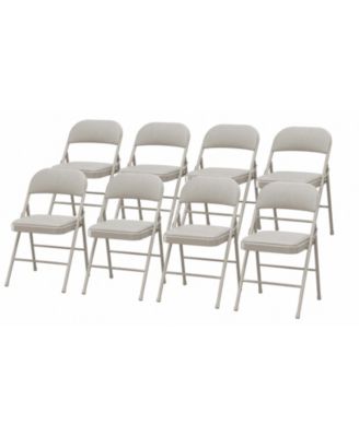 Set of 8 Folding Metal Chairs with Padded Seats and Backs, Stackable, for Home and Office
