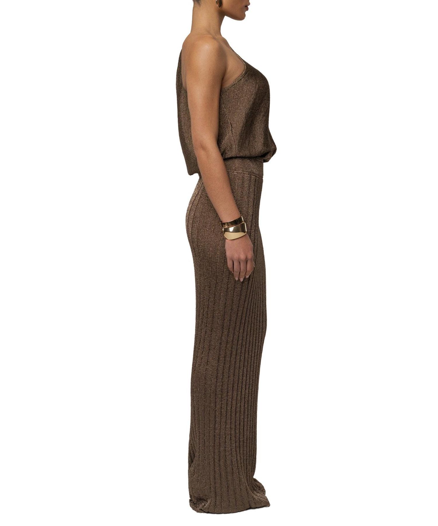 Women's High-Waisted Metallic Ribbed Maxi Skirt