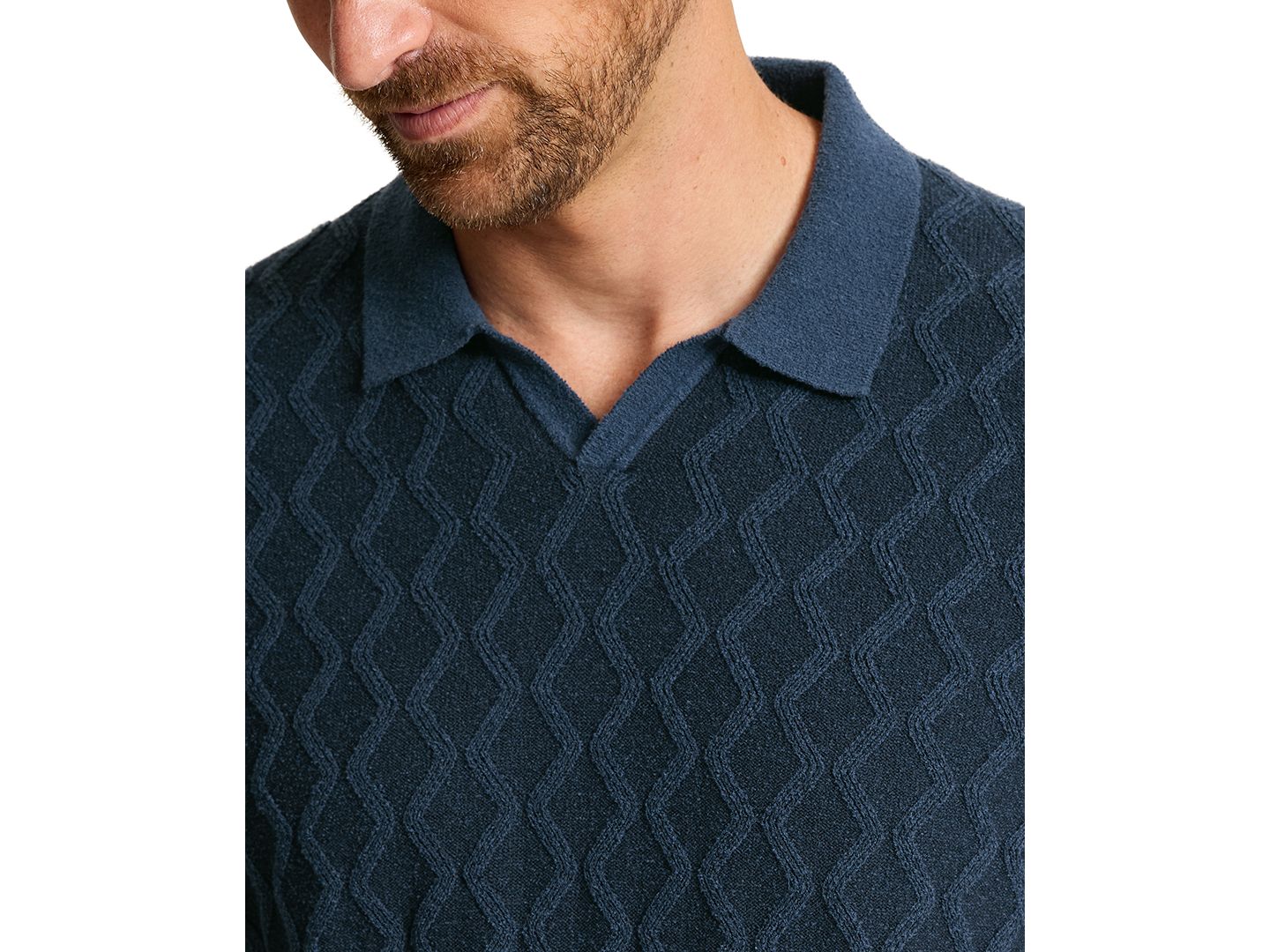 Мужское поло Tommy Bahama Textured Johnny Collar Polo Shirt, цвет: Dress Blues — фото 2