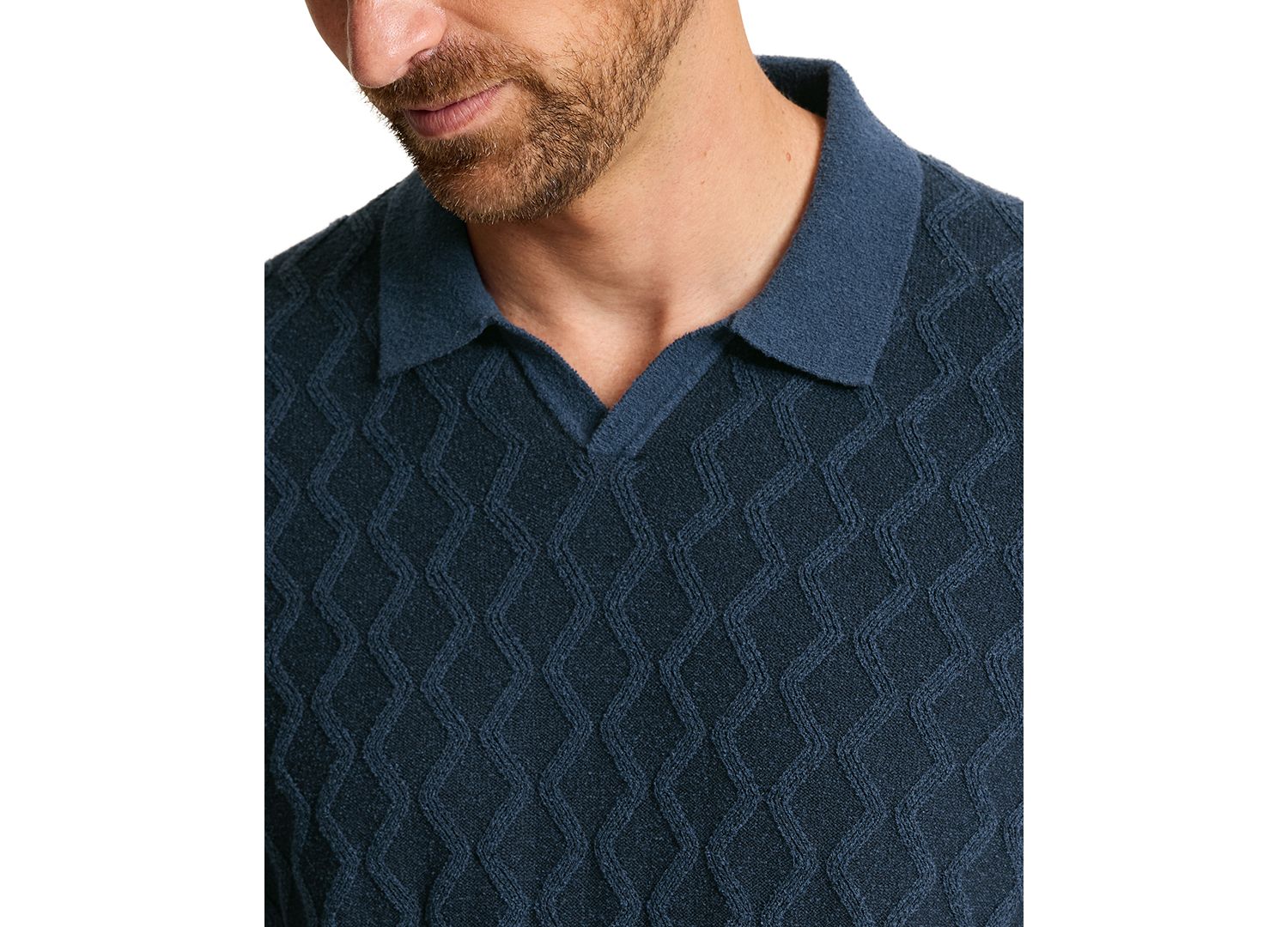 Men's Textured Johnny Collar Polo Shirt