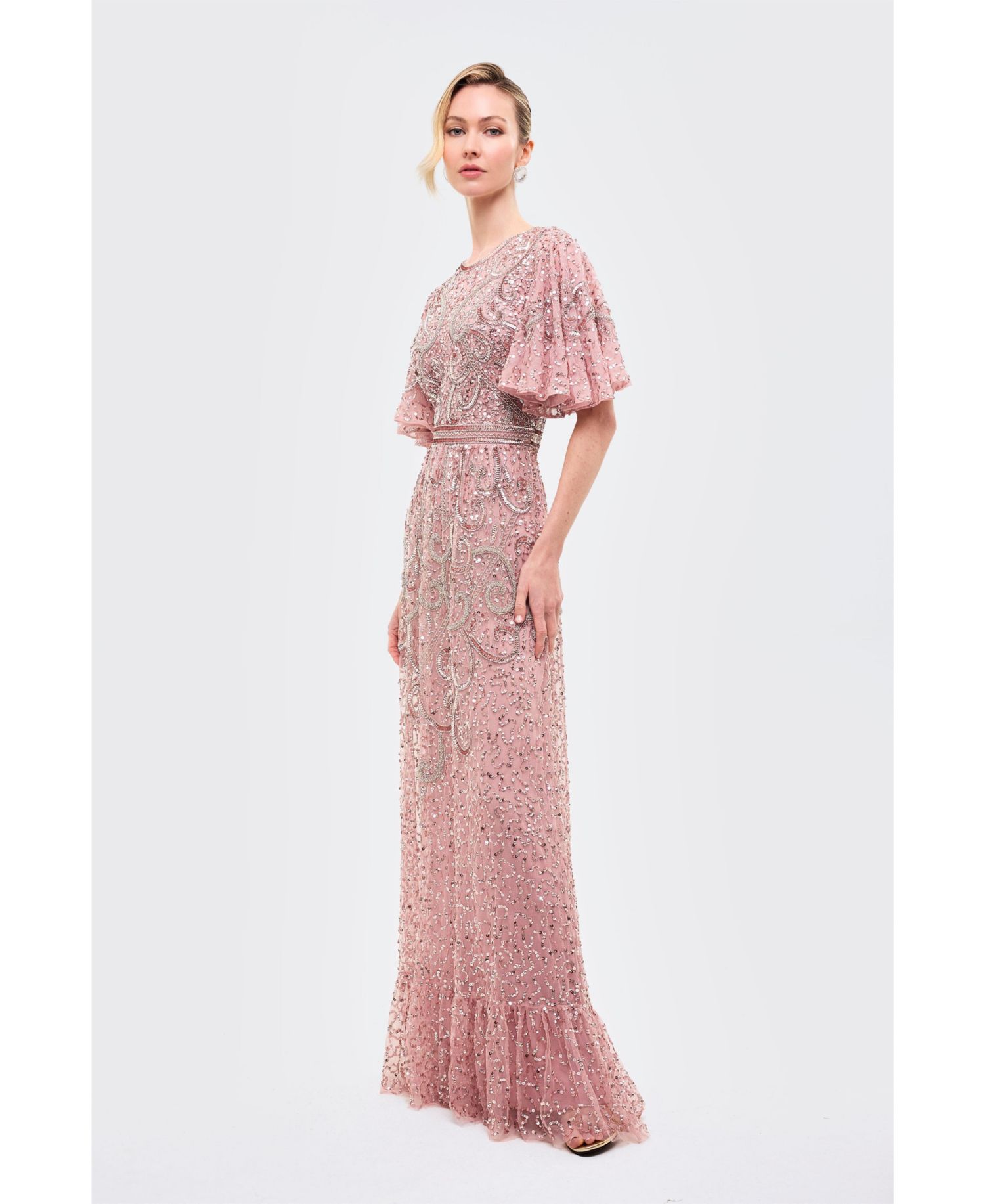Women's Embellished Sequins Flutter Dress