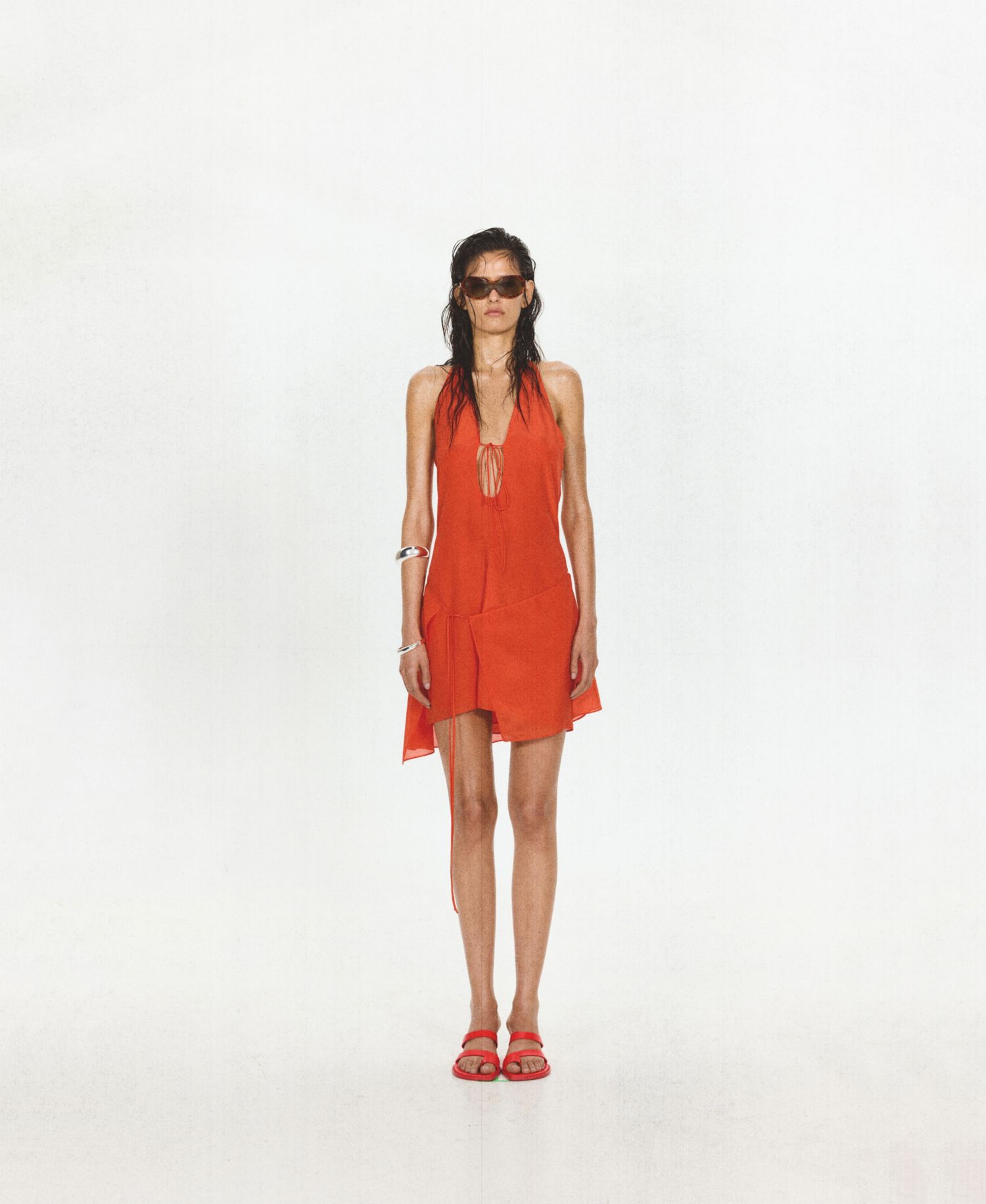 Women's Halter Bows Silk Overlay Dress