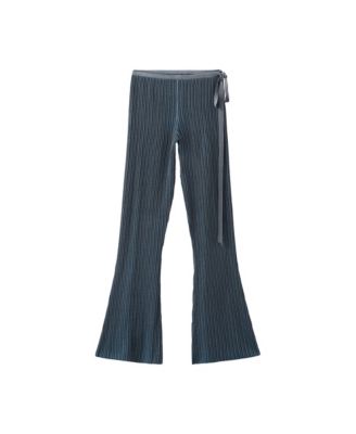 Women's Bow Detail Ribbed Flared Pants