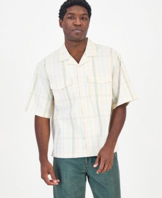 Men's Plaid Camp-Collar Short-Sleeve Shirt