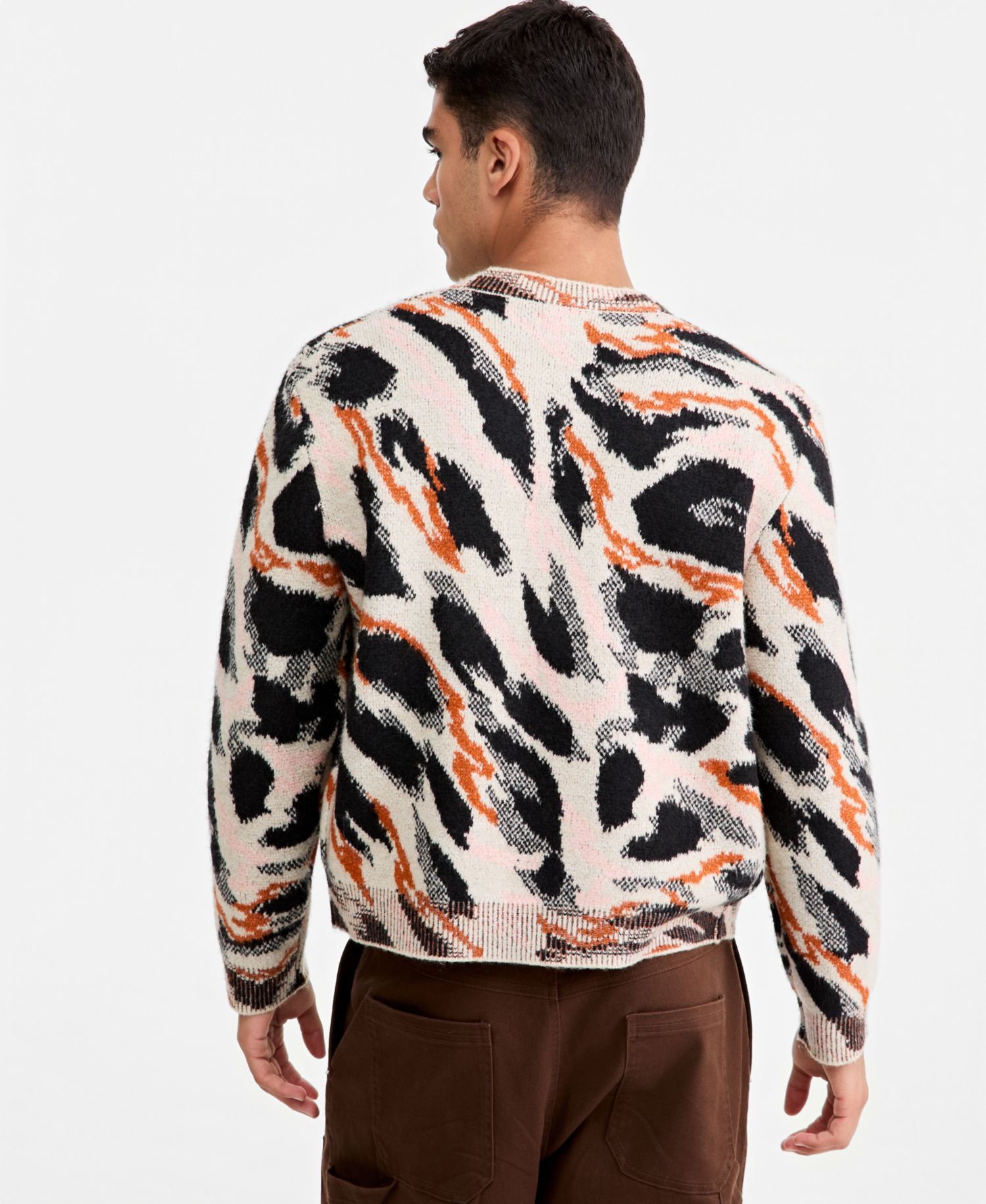 Men's Animal-Print Relaxed-Fit Cardigan