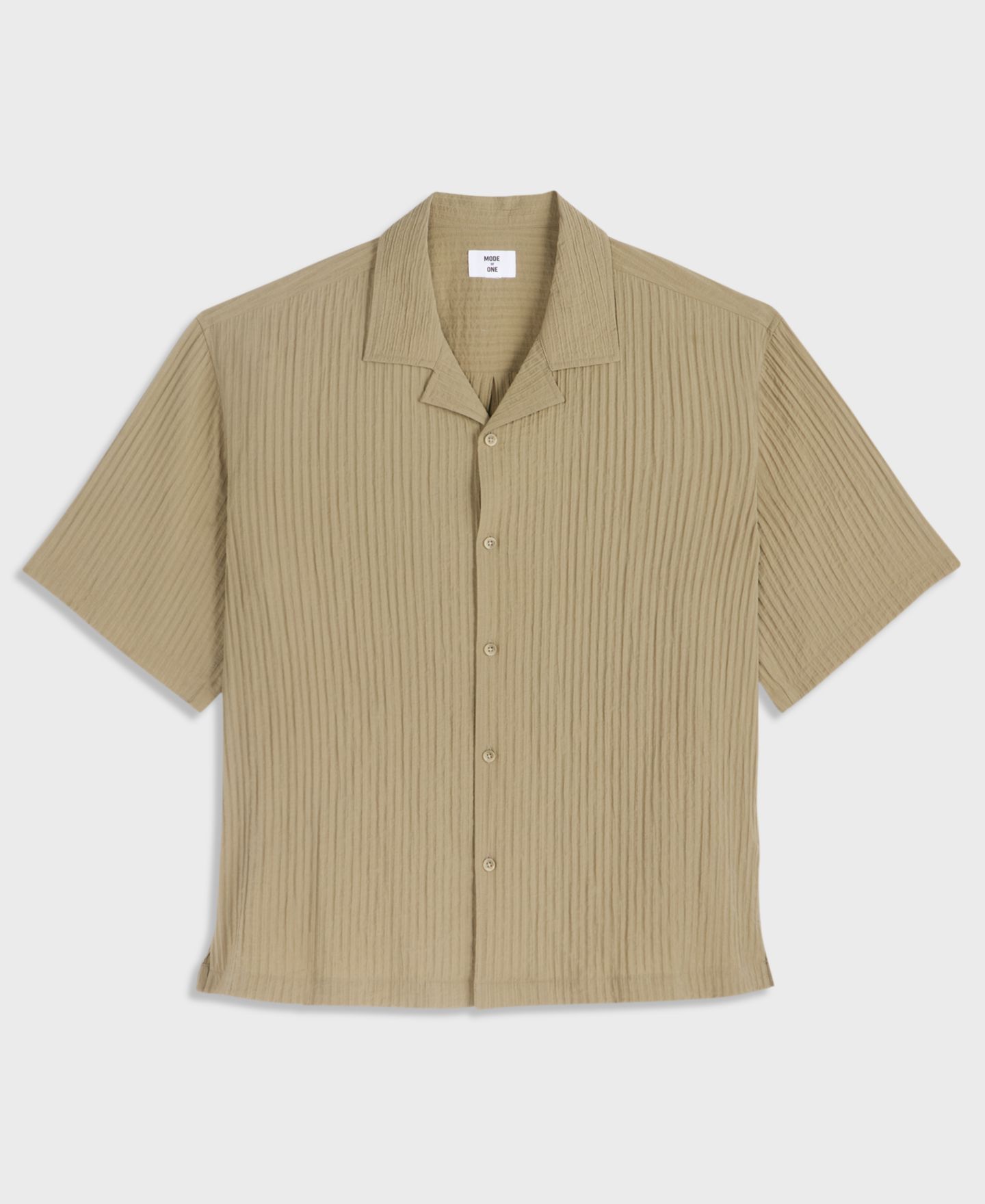 Мужская рубашка Mode of One Bxy Short-Sleeve Striped Camp Collar, цвет: Золотой — фото 9